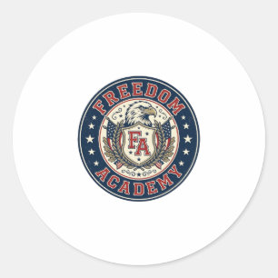 Freedom Academy Patriotic Patriotic University Aca Classic Round Sticker