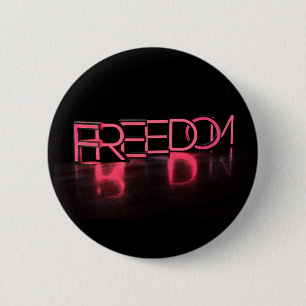 FREEDOM America Red Neon USA 6 Cm Round Badge