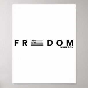 Freedom American Flag Christ Is King Sets You Free Poster
