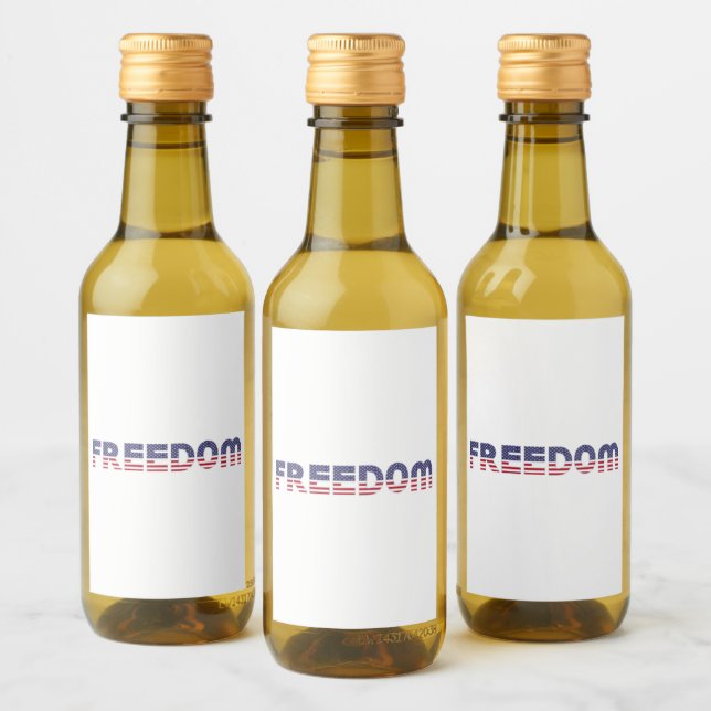 Freedom American Flag for Patriotic & Liberty Gift Wine Label (Bottles)