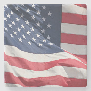 Freedom American flag waving in the breeze Stone Coaster