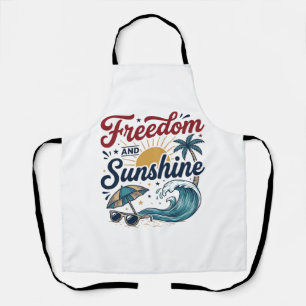 Freedom And Sunshine Vintage Beach Shirt Design (3 Apron