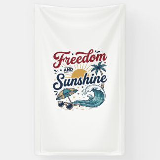 Freedom And Sunshine Vintage Beach Shirt Design (3 Banner