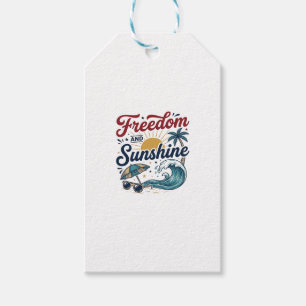 Freedom And Sunshine Vintage Beach Shirt Design (3 Gift Tags