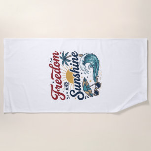 Freedom And Sunshine Vintage Beach Shirt Design (3 Towel
