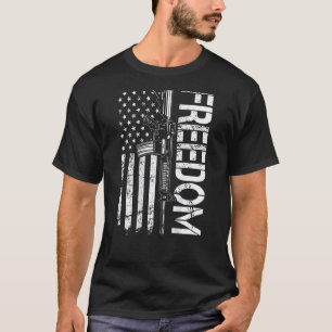 Freedom   Ar15 Usa Flag Pro Gun 2nd Amendment Back T-Shirt