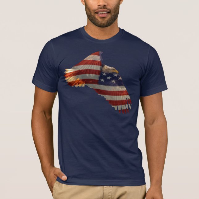 FREEDOM BALD EAGLE & US FLAG Mens Apparel T-Shirt (Front)