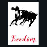 Freedom Black White Pop Art Running Horses Poster<br><div class="desc">Black White Pop Art Running Horse Silhouette / Digital Animal / Horse Art - Horse Head Artwork</div>