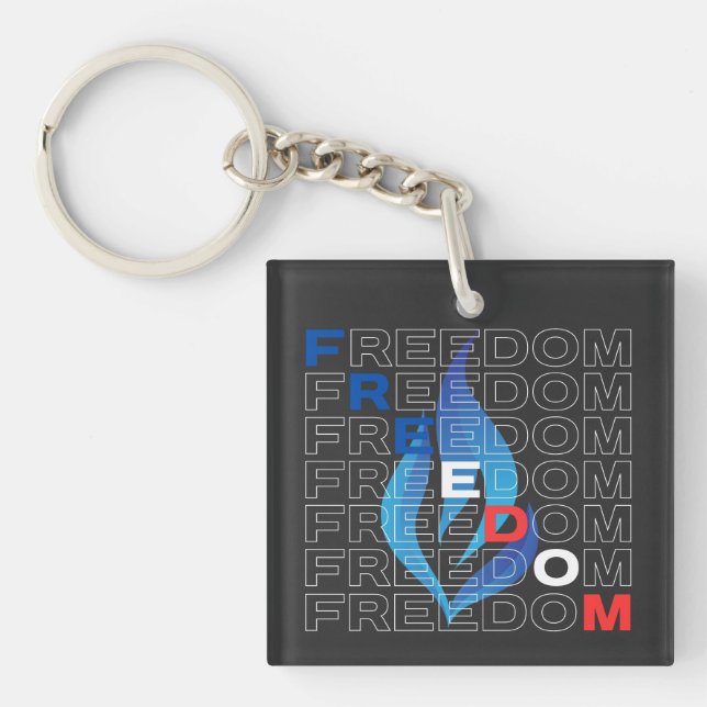 Freedom Blue Flame of Democracy USA Key Ring (Front)