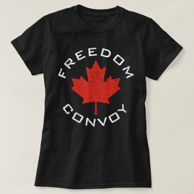 FREEDOM CONVOY  CANADIAN TRUCKER TEES MAPLE LEAF (Design Front)