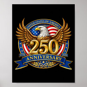 Freedom Crest Eagle Patriotic Flag July 4th 250th Poster