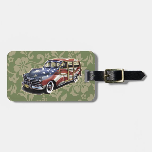 Freedom Crusin' Hawaiian Woody Design Luggage Tag (Front Horizontal)