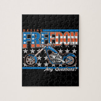 Freedom Cycle American Flag Paint Motorcycle Jigsaw Puzzle
