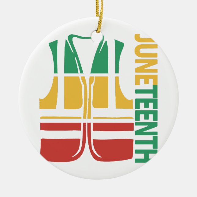 Freedom Day Vest Coworker Swagazon Associate Junet Ceramic Tree Decoration (Front)