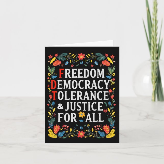 Freedom Democracy Tolerance Justice All Subtle Res Card (Front)