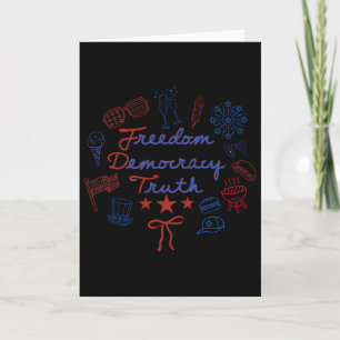 Freedom Democracy Truth 4th Of July Coquette Bow P Card