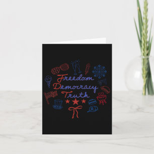 Freedom Democracy Truth 4th Of July Coquette Bow P Card