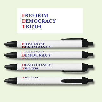 Freedom Democracy Truth Black Ink Pen