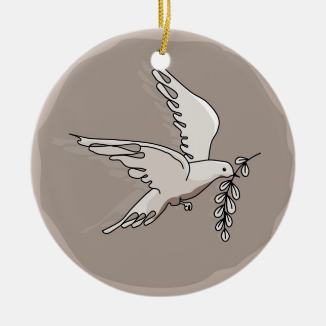 Freedom Dove Sign Ceramic Tree Decoration (Front)