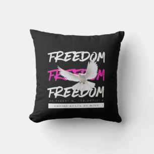 Freedom Dove Urban Typography Cushion