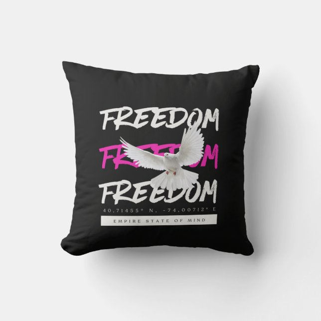 Freedom Dove Urban Typography Cushion (Front)