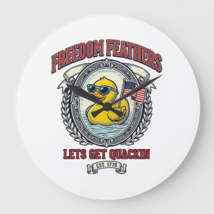 Freedom Duck Vintage Patriotic Humour Large Clock