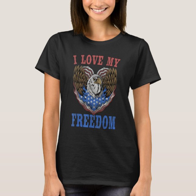 Freedom Eagle American Flag Patriotic 4th Of July  T-Shirt (Front)