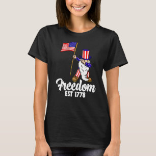 Freedom EST 1778 Women America Flag Love T-Shirt
