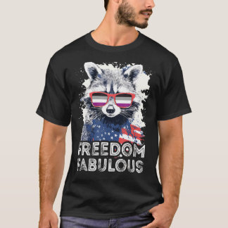 Freedom Fabulous Racoon Asexual Sunglasses Flag T-Shirt