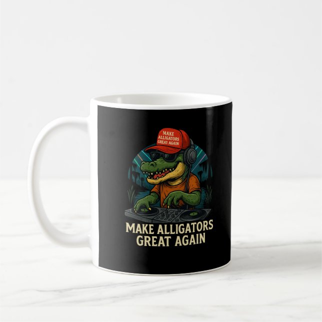 Freedom Fang DJ Gator – Swamp Party Meme Coffee Mug (Left)