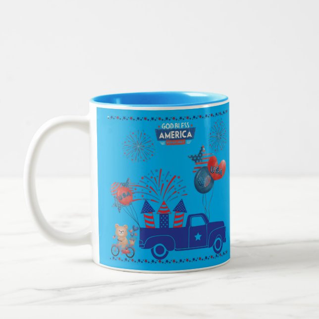 Freedom Firework Dreams azure Two-Tone Coffee Mug (Left)