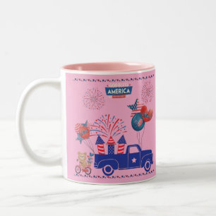 Freedom Firework Dreams light pink Two-Tone Coffee Mug