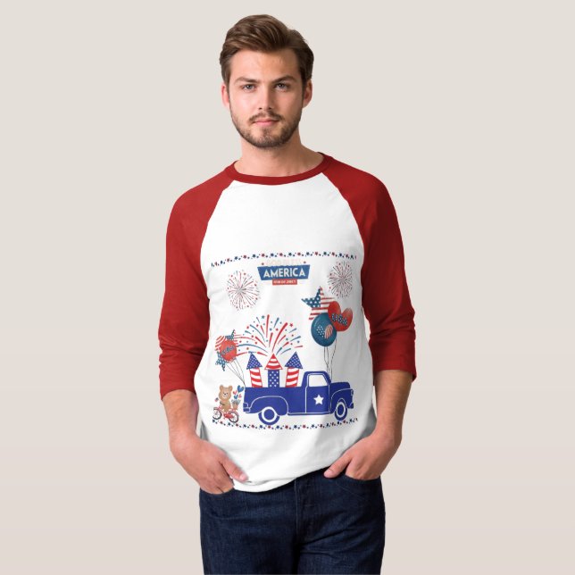 Freedom Firework Dreams white red T-Shirt (Front Full)