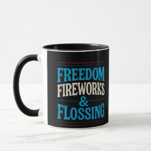 Freedom Fireworks & Flossing Dental Dentist Mug