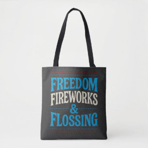 Freedom Fireworks & Flossing Dental Dentist Tote Bag