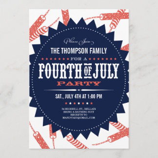 Freedom Fireworks Fourth of July Party Invitations