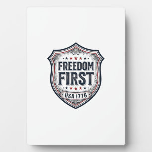 Freedom First Patriotic Shield Vintage Shirt_1 Plaque