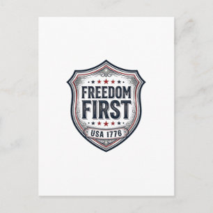 Freedom First Patriotic Shield Vintage Shirt_1 Postcard