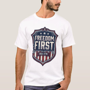 Freedom First USA 1776 Patriotic Shield T-Shirt De