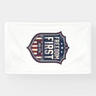 Freedom First USA 1776 Patriotic Shield T-Shirt De Banner