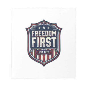 Freedom First USA 1776 Patriotic Shield T-Shirt De Notepad