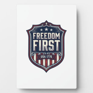 Freedom First USA 1776 Patriotic Shield T-Shirt De Plaque