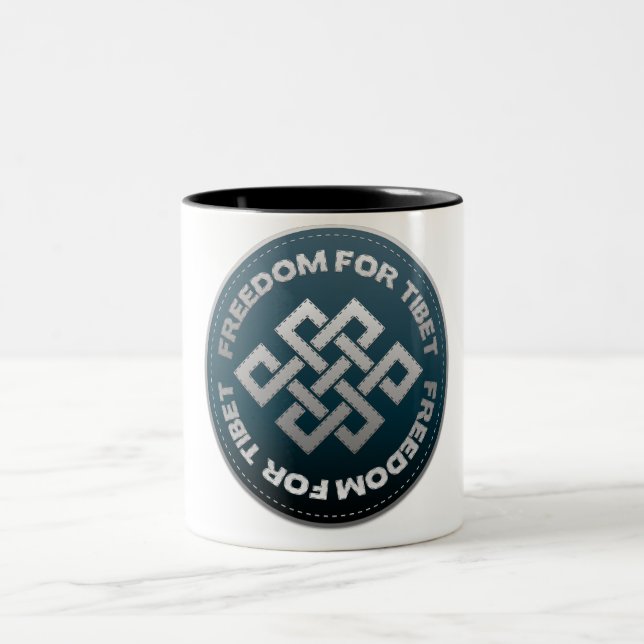 Freedom For Tibet Stitch Two-Tone Coffee Mug (Center)