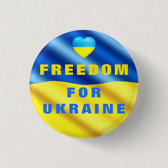 Freedom For Ukraine - Flag Button - Peace Support (Front)