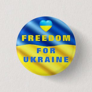 Freedom For Ukraine - Flag Button - Peace Support