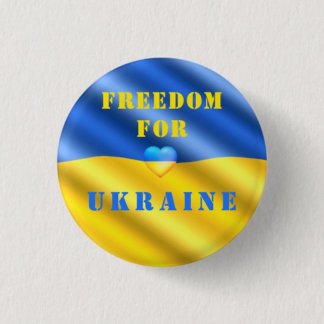 Freedom For Ukraine - Flag Button - Peace Support  (Front)
