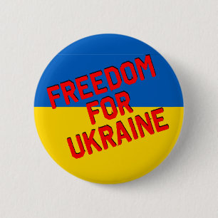 FREEDOM FOR UKRAINE with Flag 6 Cm Round Badge