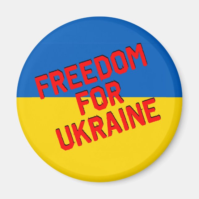FREEDOM FOR UKRAINE with Flag Magnet (Front)