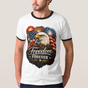 Freedom Forever – Realistic Bald Eagle 4th of July T-Shirt