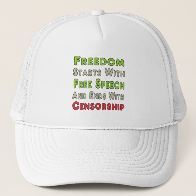 Freedom, Free Speech and Censorship Trucker Hat (Front)